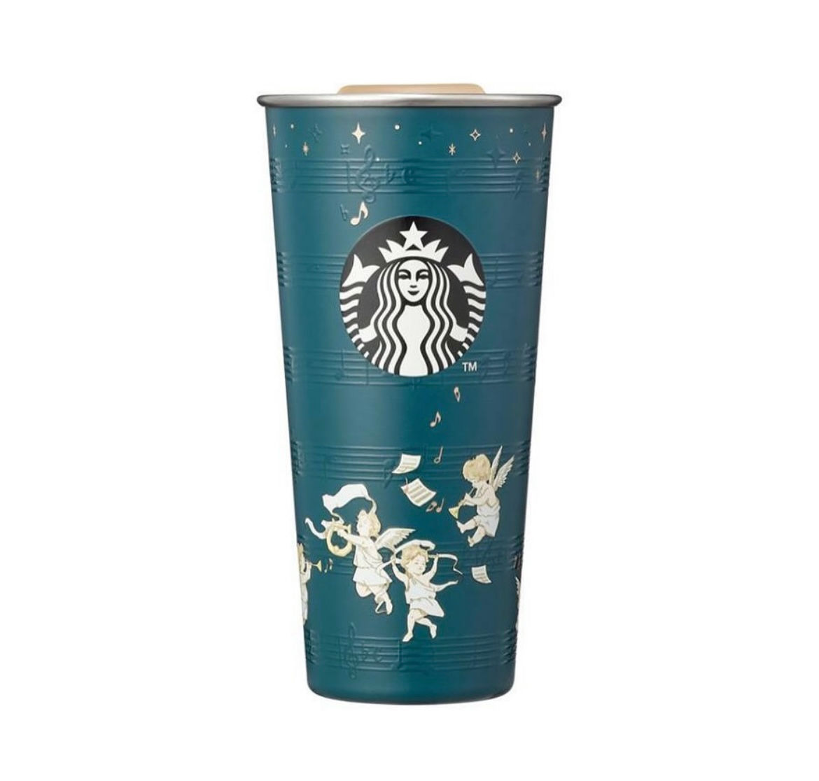 Christmas Angels Green Stainless Steel Cup