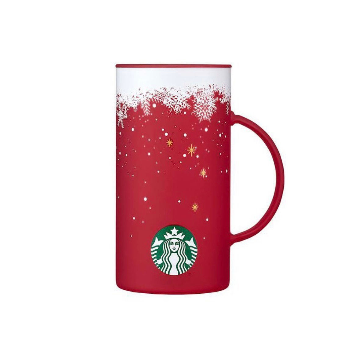 Red Snowy Glass Mug