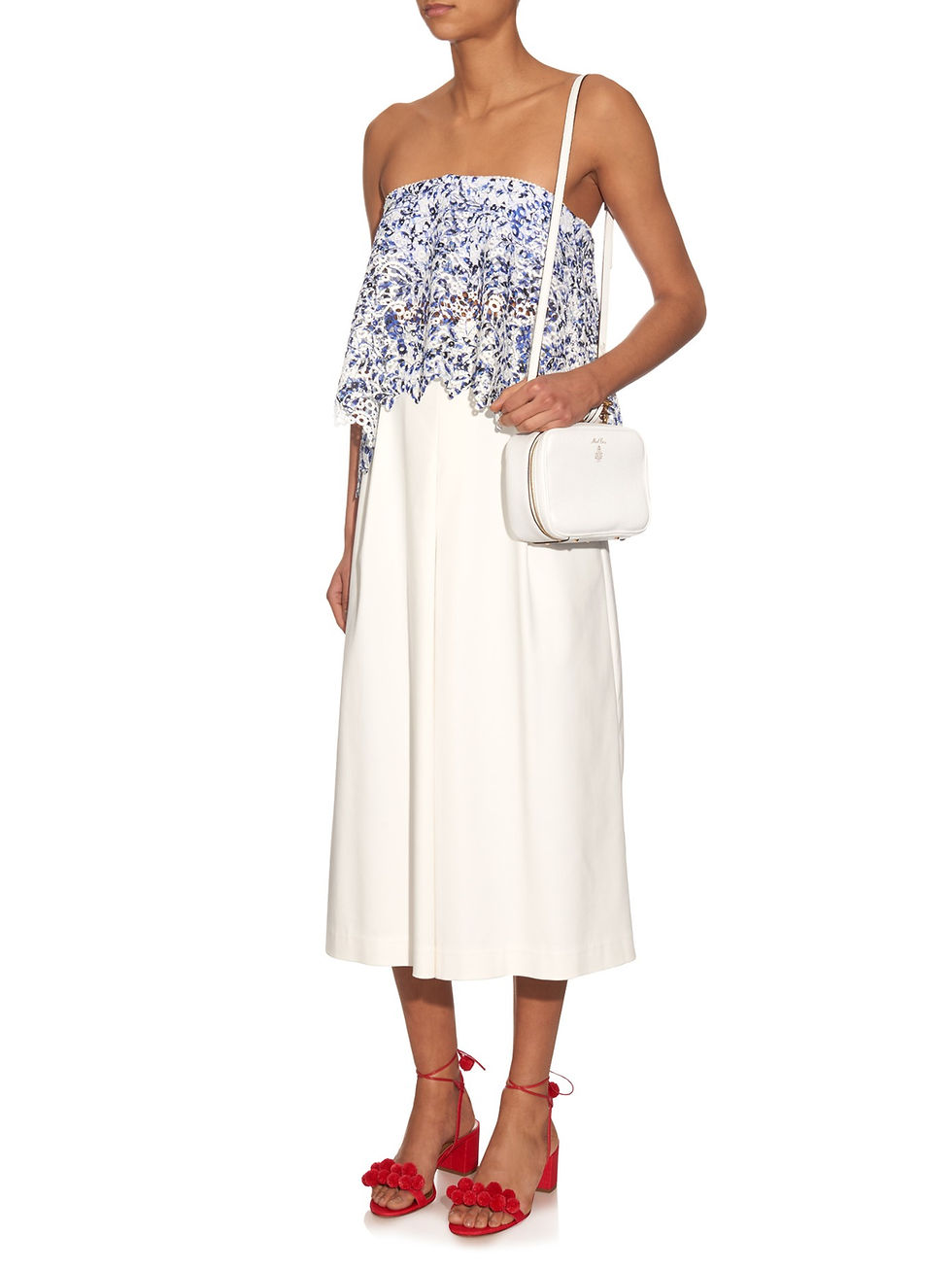 Saloni Abbie macramé-lace strapless top now $150