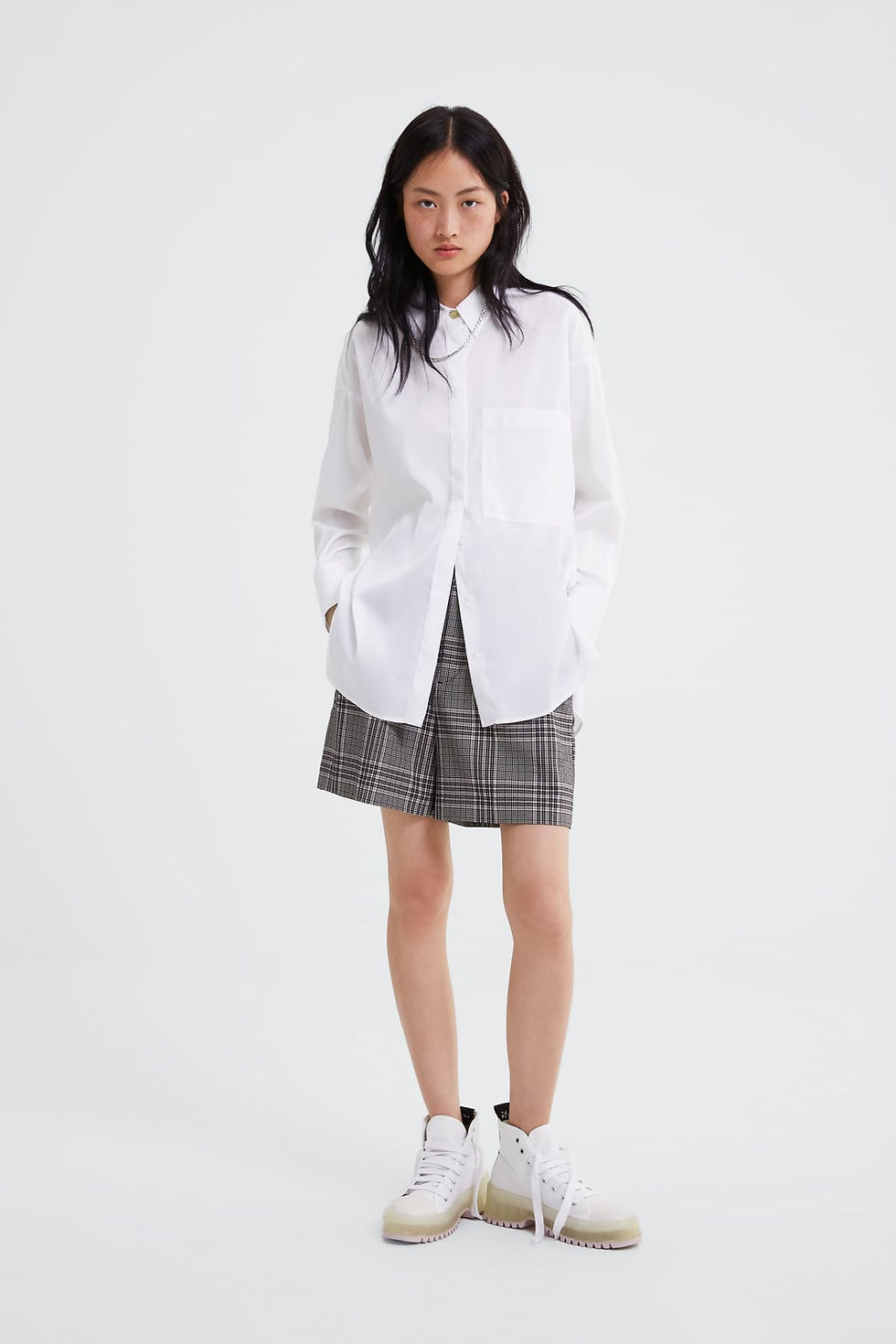 Zara Oversized White Blouse with Pocket $39.90