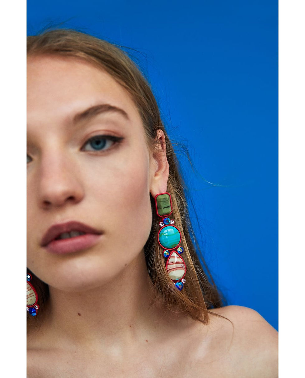 Zara Geometric Earrings with Red Border $19.90