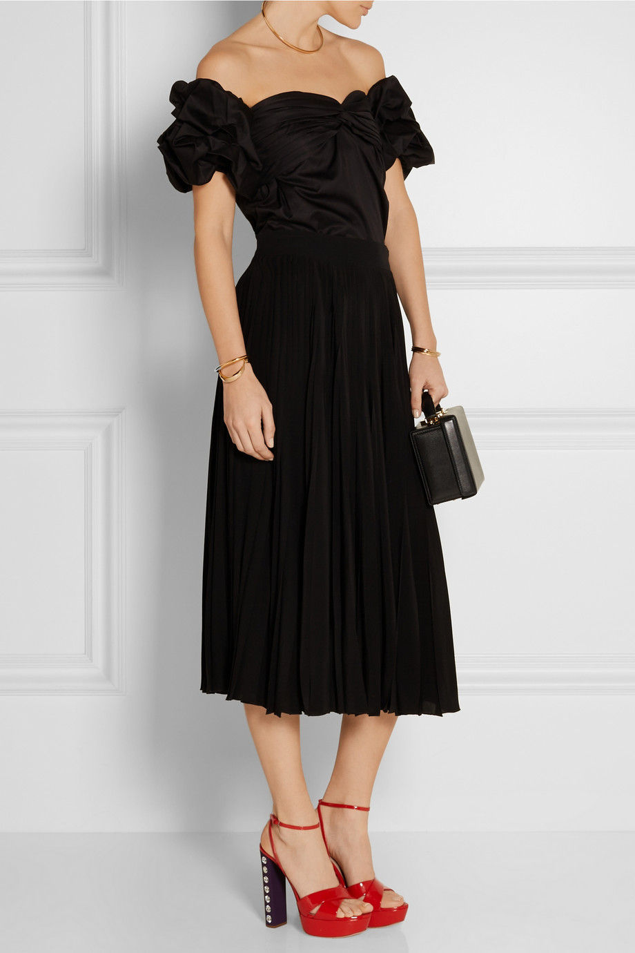 Miu Miu Embellished patent-leather platform sandals now $695