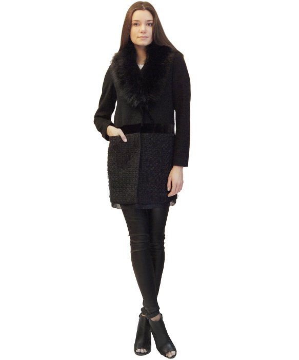 Vera Wang wool/velvet/organza coat $325
