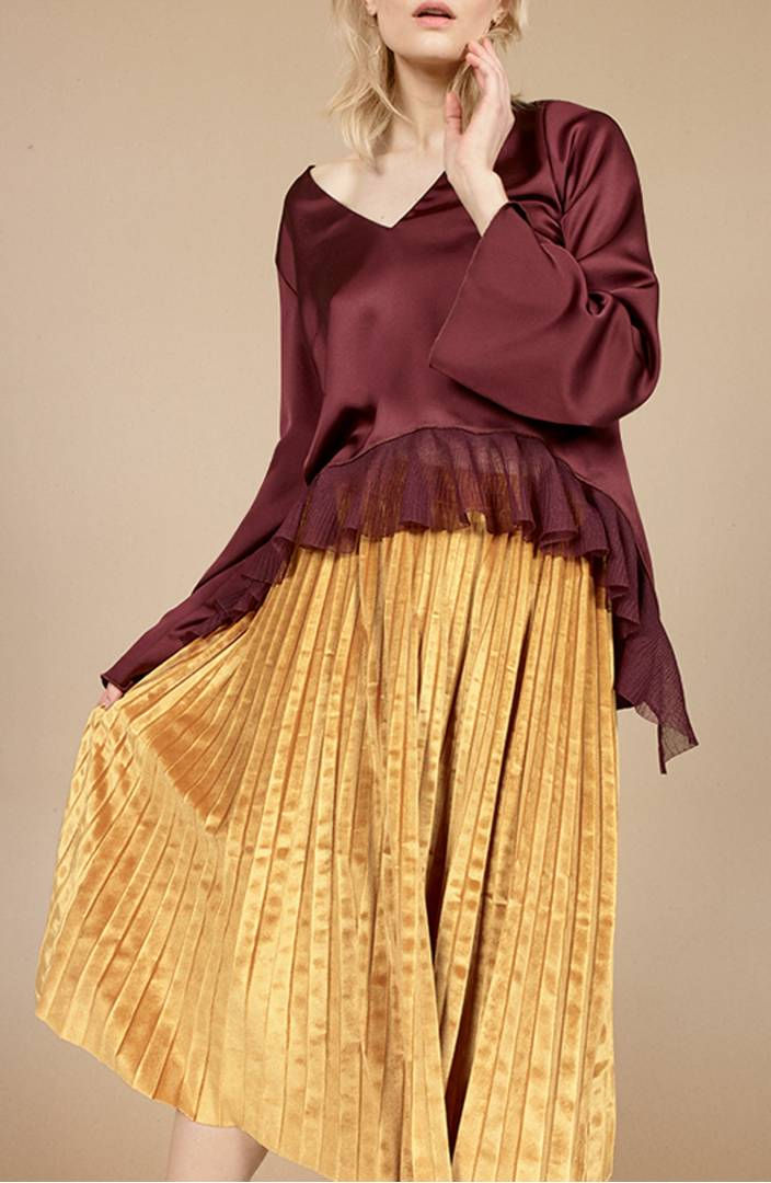 Chelsea28 Pleated Velvet Skirt $52.90