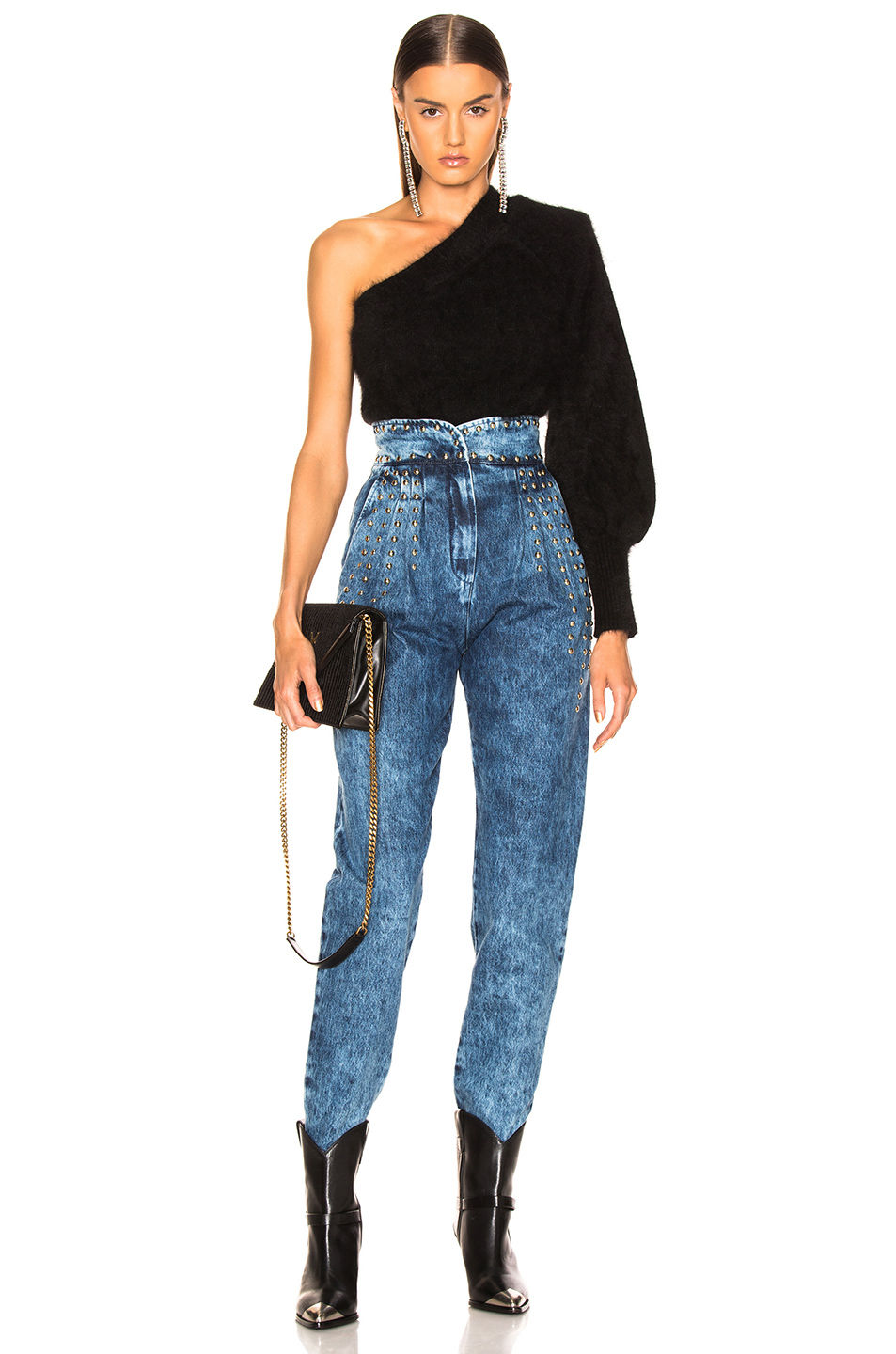 Alberta Ferretti One Shoulder Sweater with Padded Shoulder $775