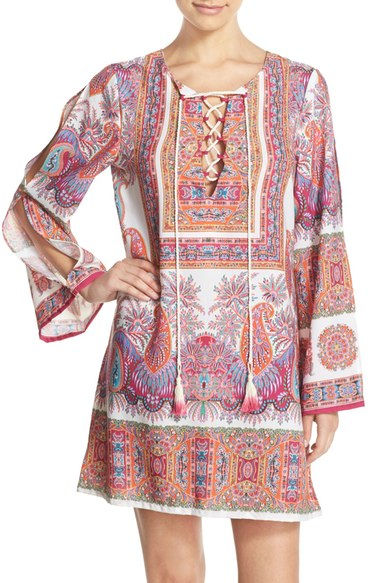 Nanette Lepore 'Gypsy Queen' Lace-Up Cover-Up Tunic $112.56