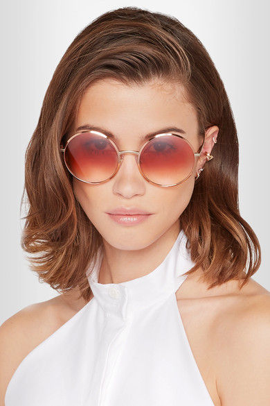 Dolce & Gabbana Round-frame rose gold-tone sunglasses $240