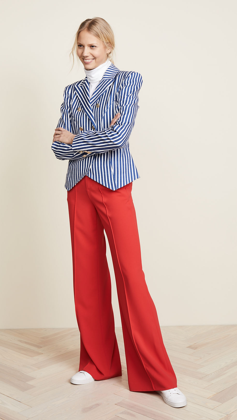 Valentina Shah Amanda Double Breasted Blazer with Padded Shoulders $179.40