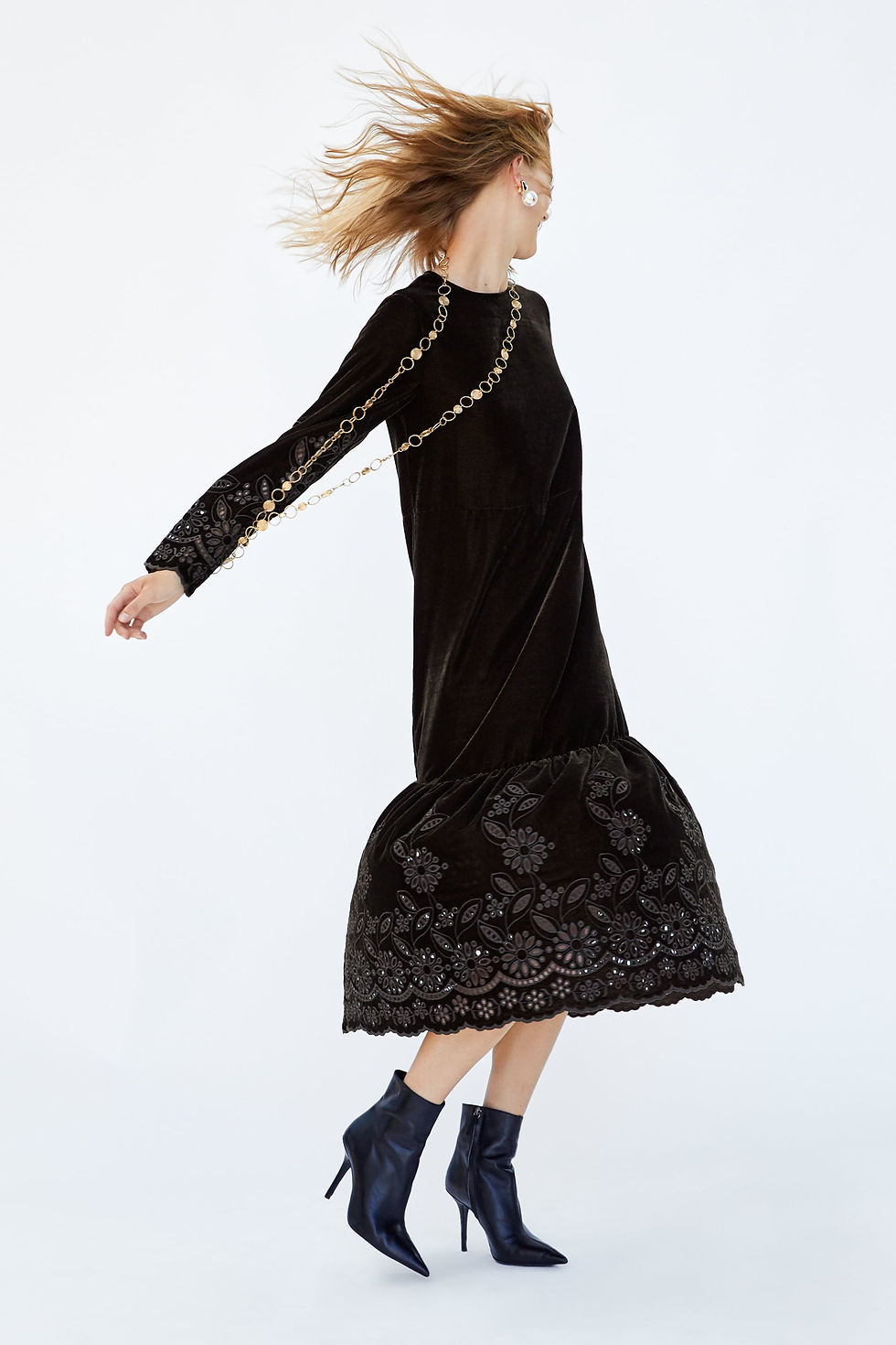 Zara Embroidered Velvet Dress $99.90