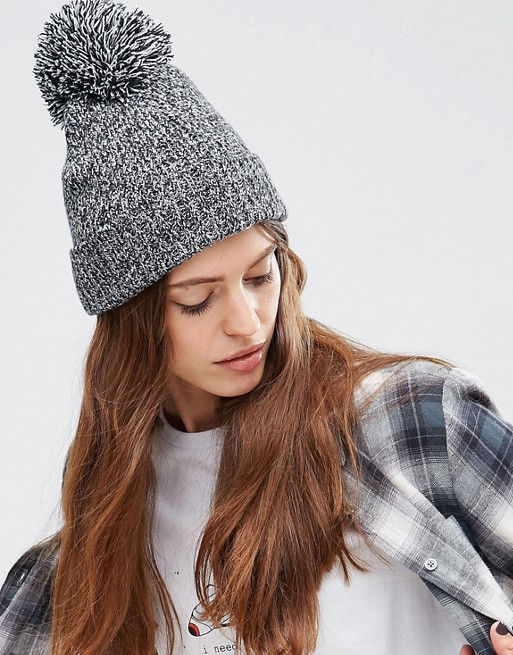 ASOS Short Turn Up Pom Beanie with Rib Turn Up NOW $9.50