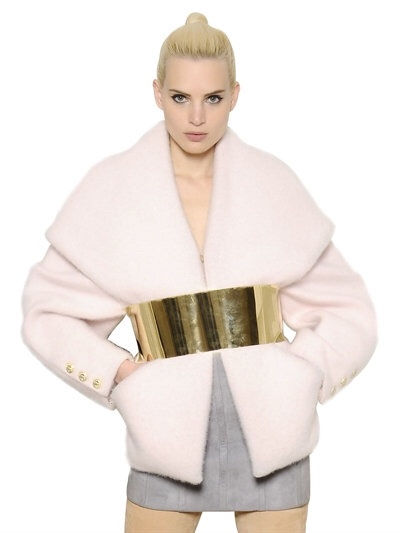 Balmain Oversized Angora Blend Short Coat $5,183