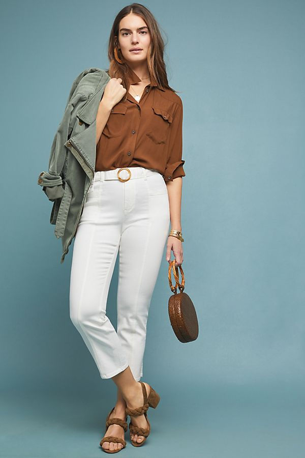 Pilcro High-Rise Slim Straight White Jeans $69.95