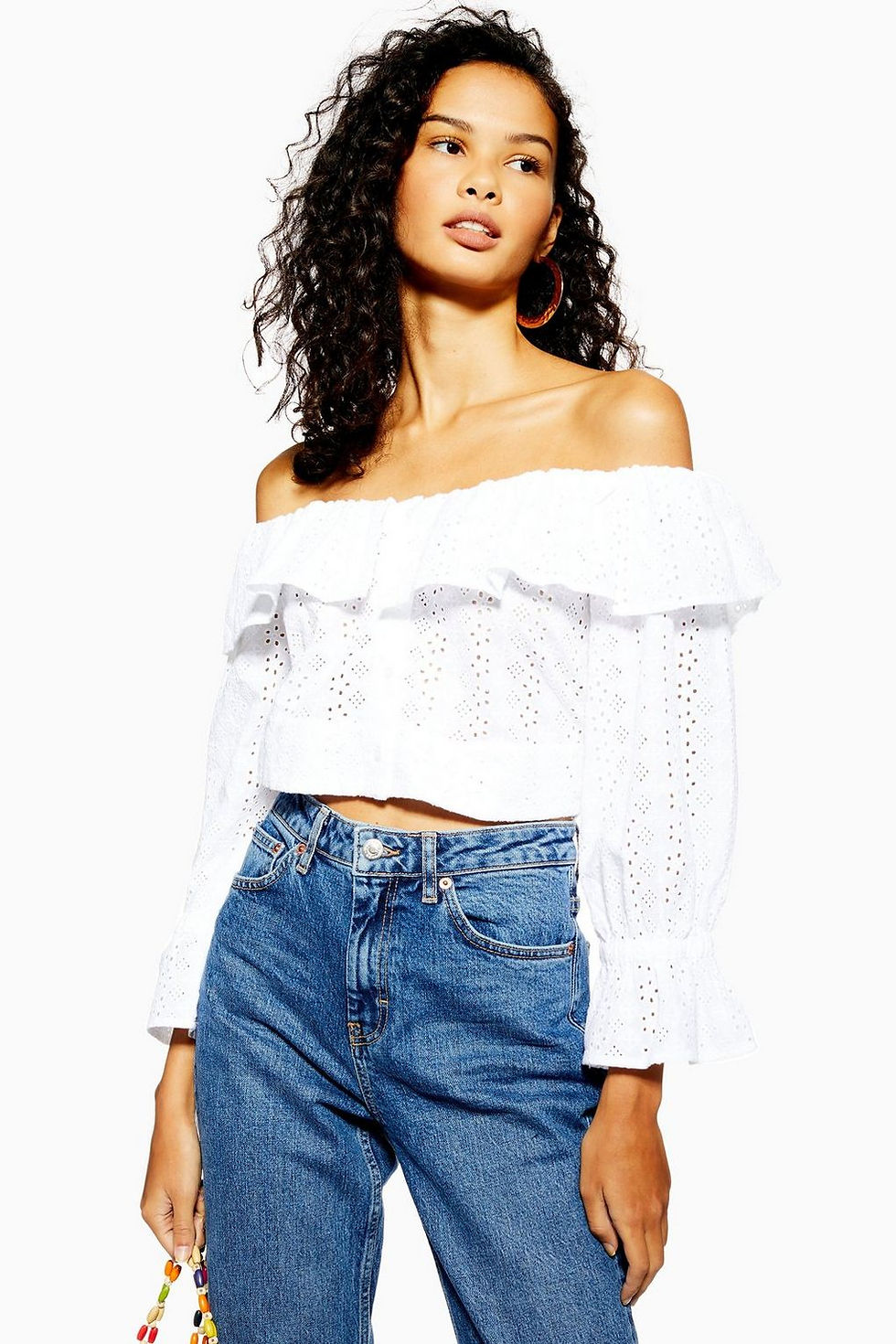 Topshop Broderie Bardot Off-the-shoulder Blouse $55