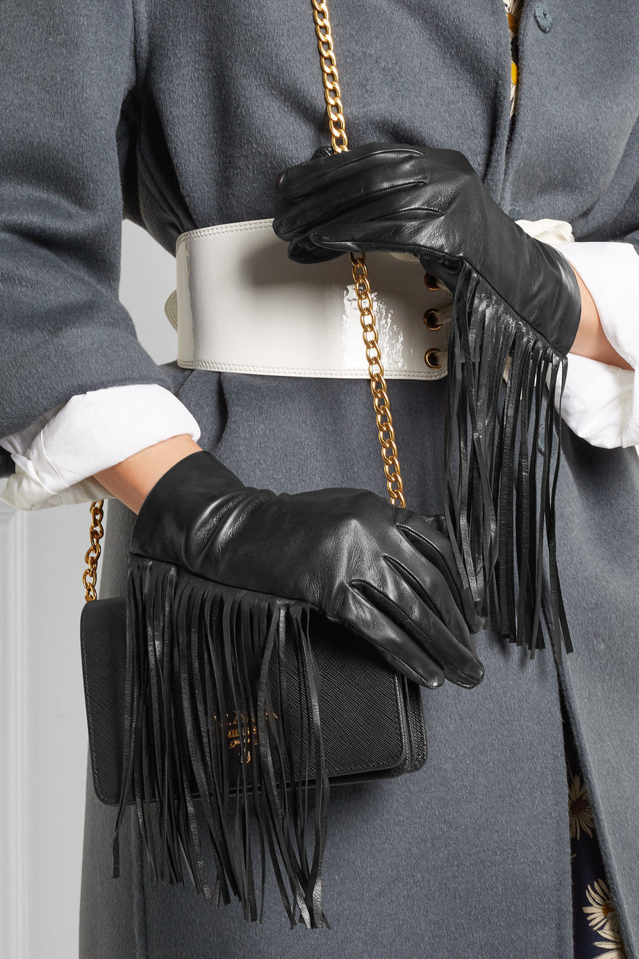 Prada Fringed leather gloves $420