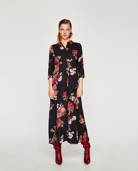 Zara Long Floral Print Dress $69.90