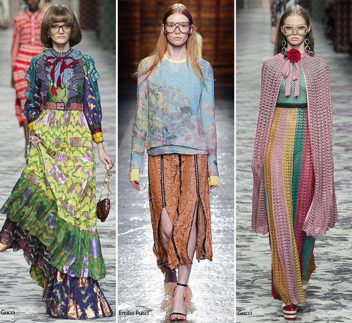 From left to right Gucci; Emilio Pucci & Gucci Spring/Summer 2016