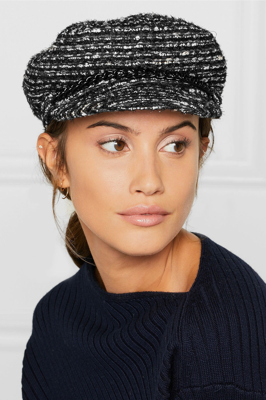 Eugenia Kim Marina embellished cotton-blend bouclé cap $245