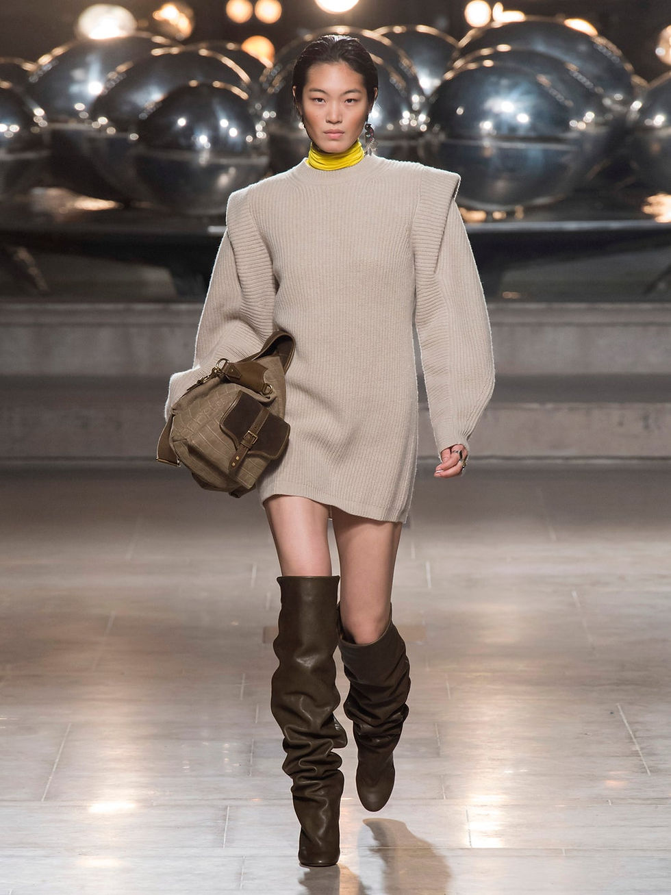 Isabel Marant Beatsy exaggerated square-shoulder knitted mini dress $1,257