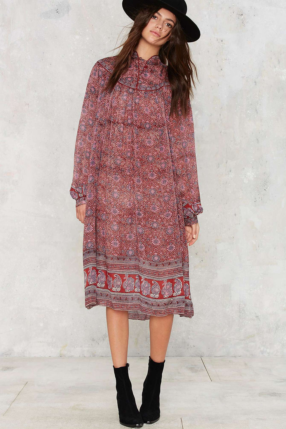 Vintage Anisa Silk Mandarin Collar Dress $298