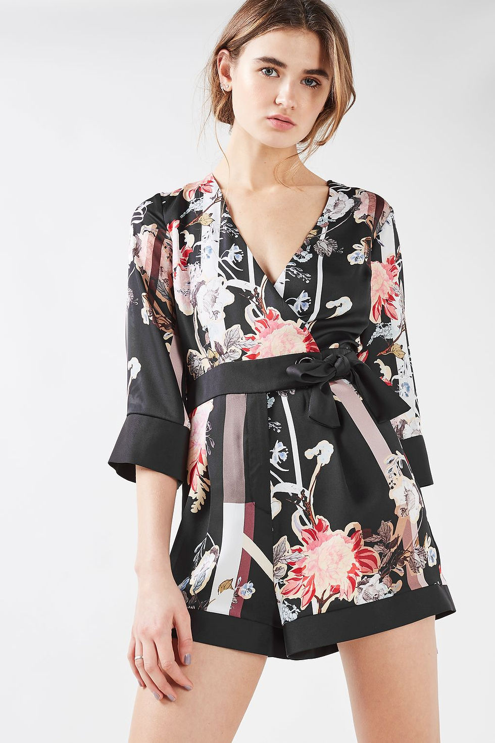 Topshop floral wrap playsuit GO $95
