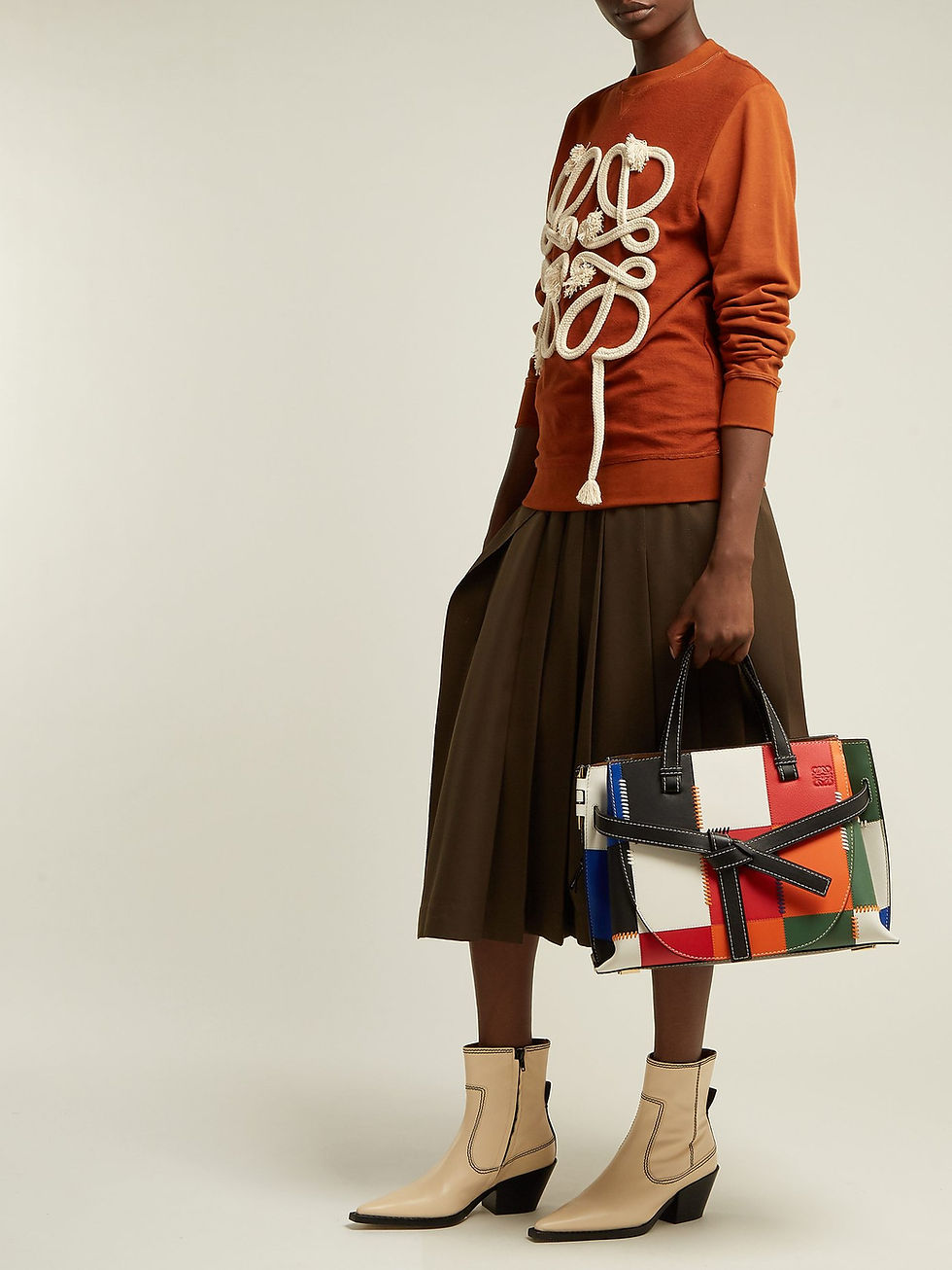 Loewe Gate patchwork leather tote bag $3,950