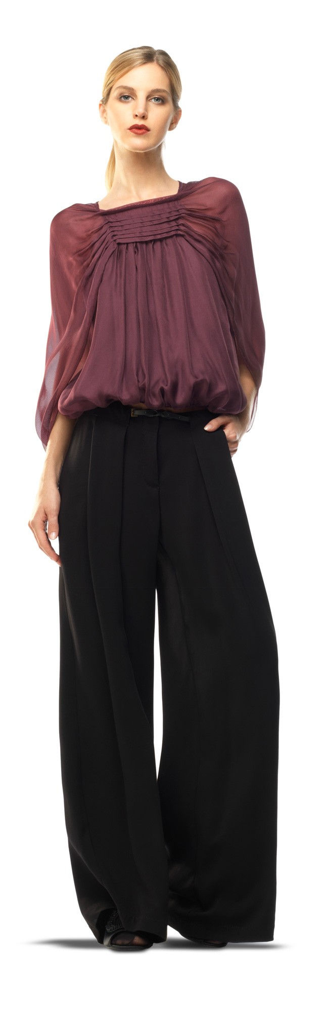 Max Studio Silk Chiffon Bubble Hem Blouse $88