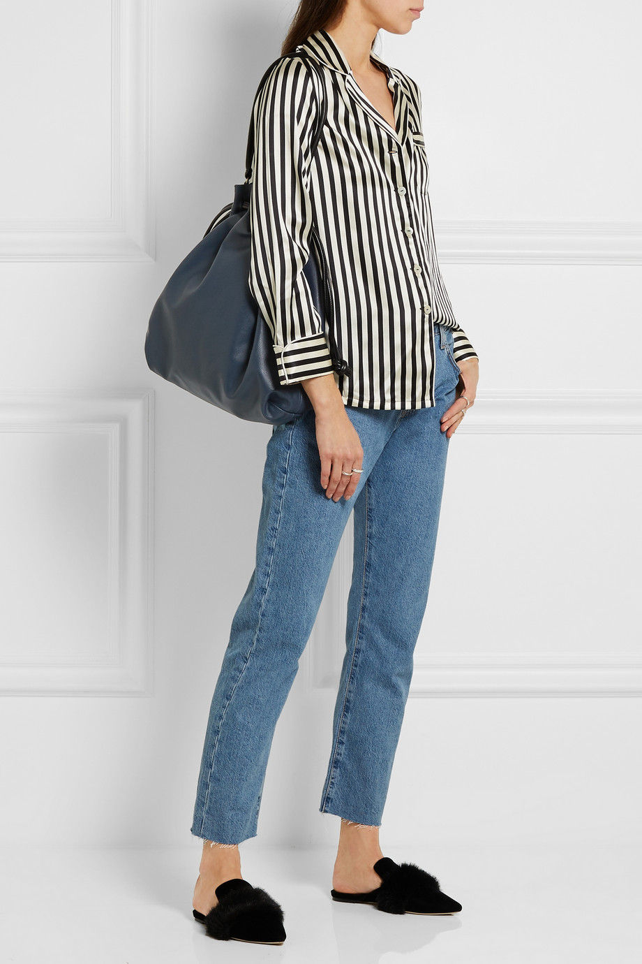 Clare V Grand Henri Maison textured-leather shoulder bag $395