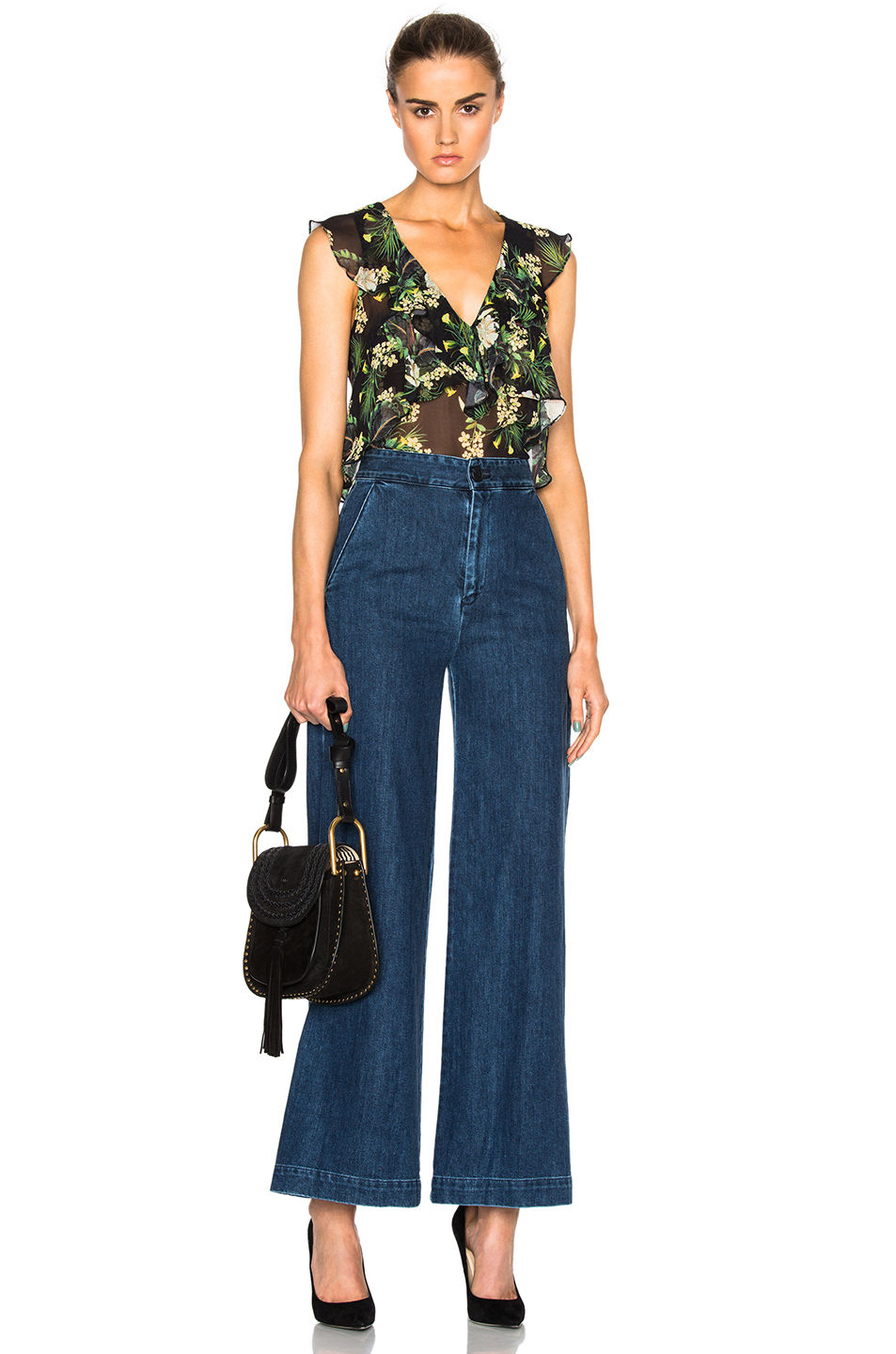 Marissa Webb Margeaux Print Top $345 paired with SEA jeans