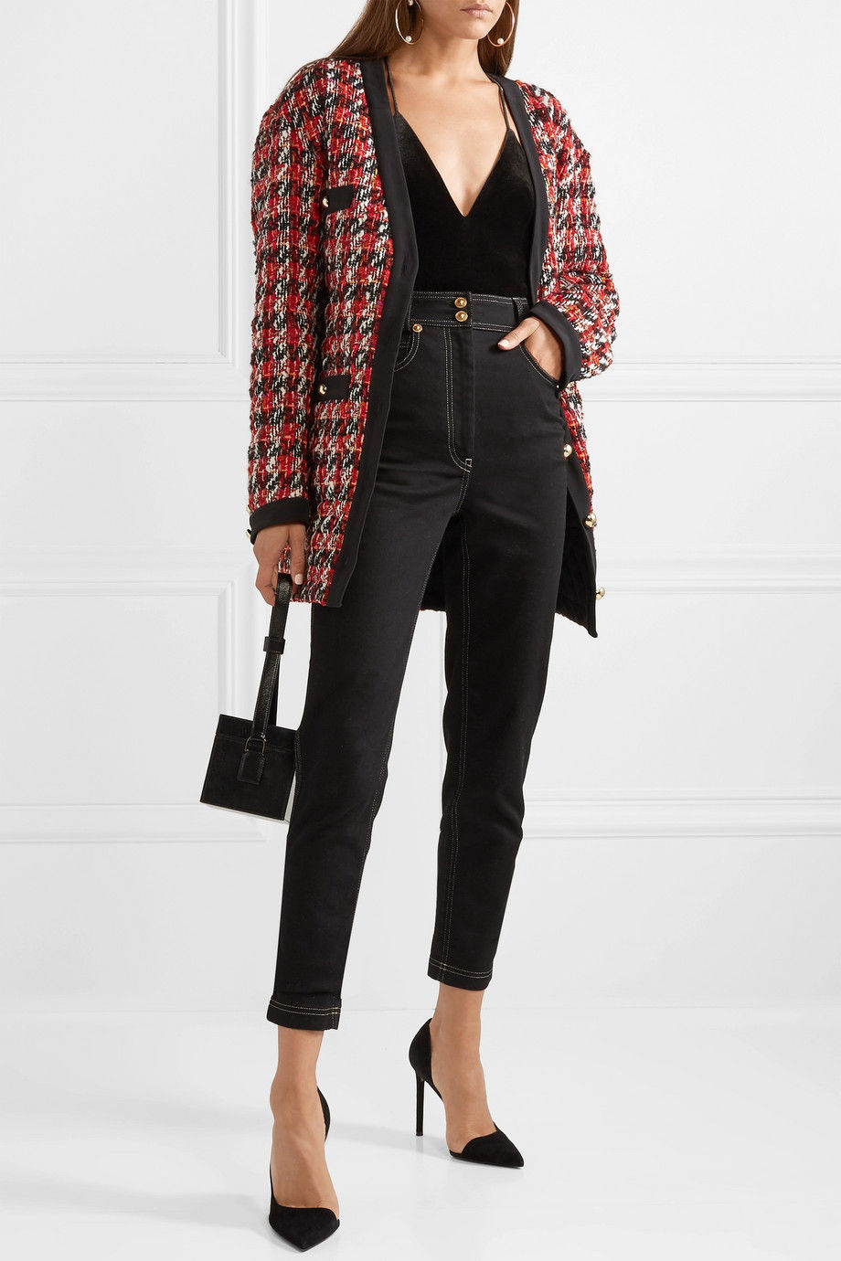 Alessandra Rich Oversized bouclé-tweed cardigan $694.50