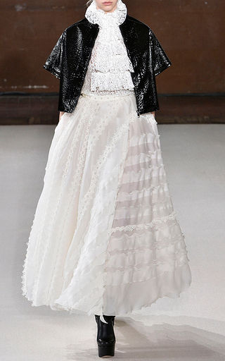 Giamba Ruffle Neck And Bodice Blouse $630