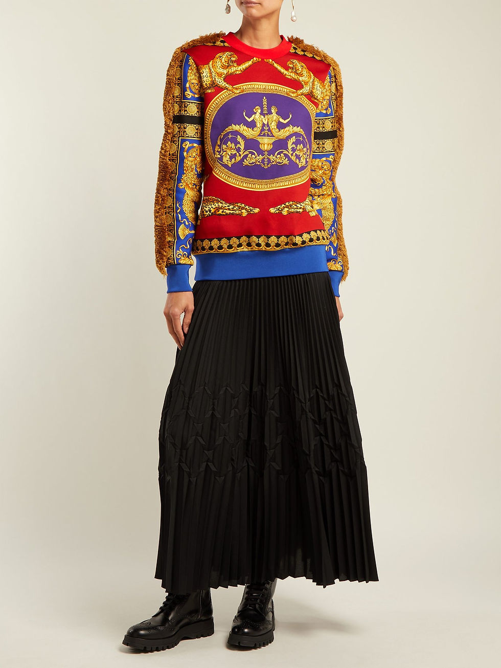 Versace Pillow Talk fringe-trimmed cotton sweatshirt $1,334