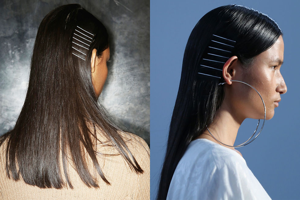 Sally LaPointe Spring 2018 hair trend - stacked bobby pins - to get the look click on the links below