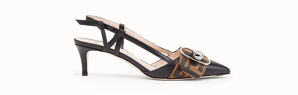 Fendi Black Leather Kitten Heel Slingback Pumps $890