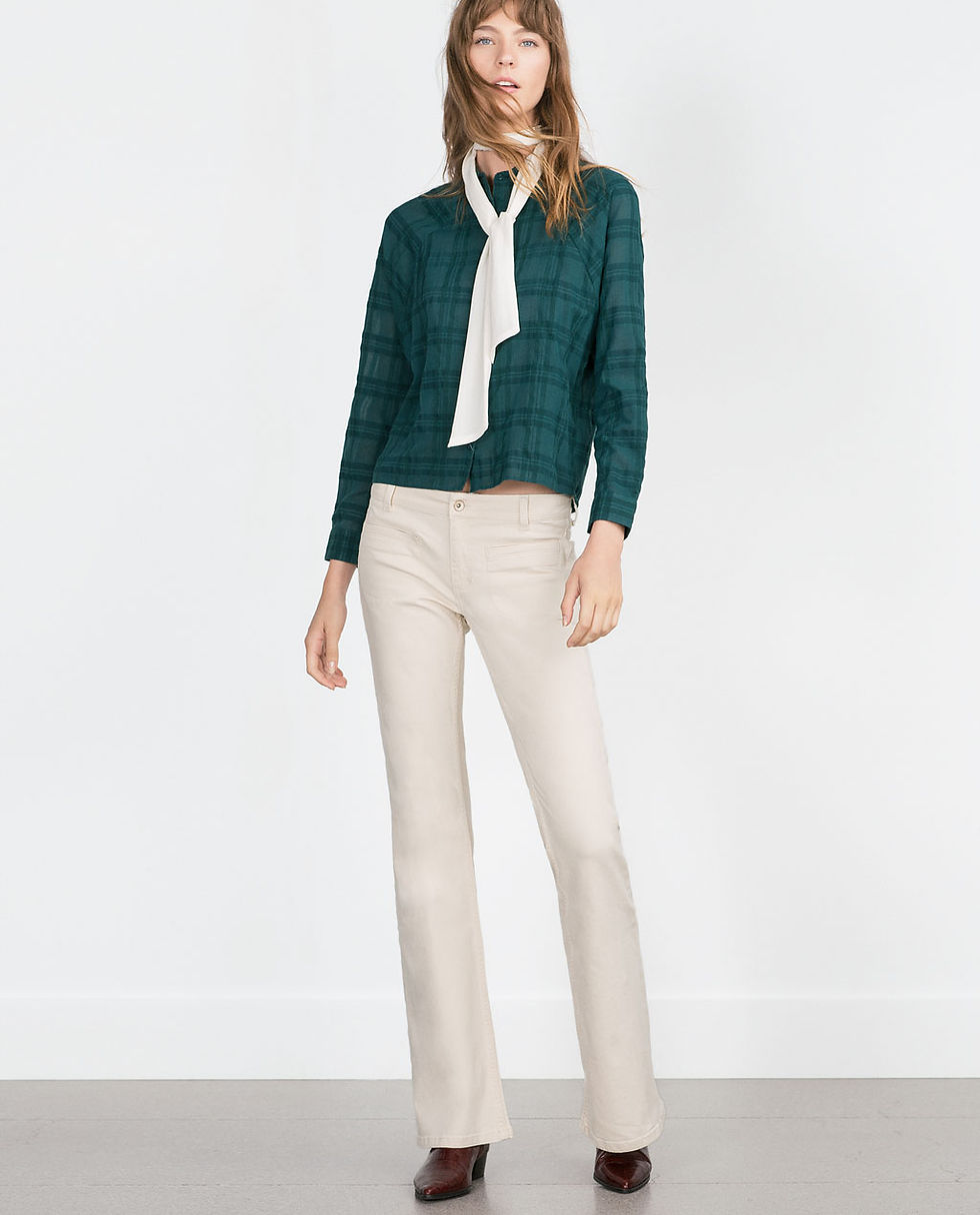 Zara dark green oversize checked shirt $12.99
