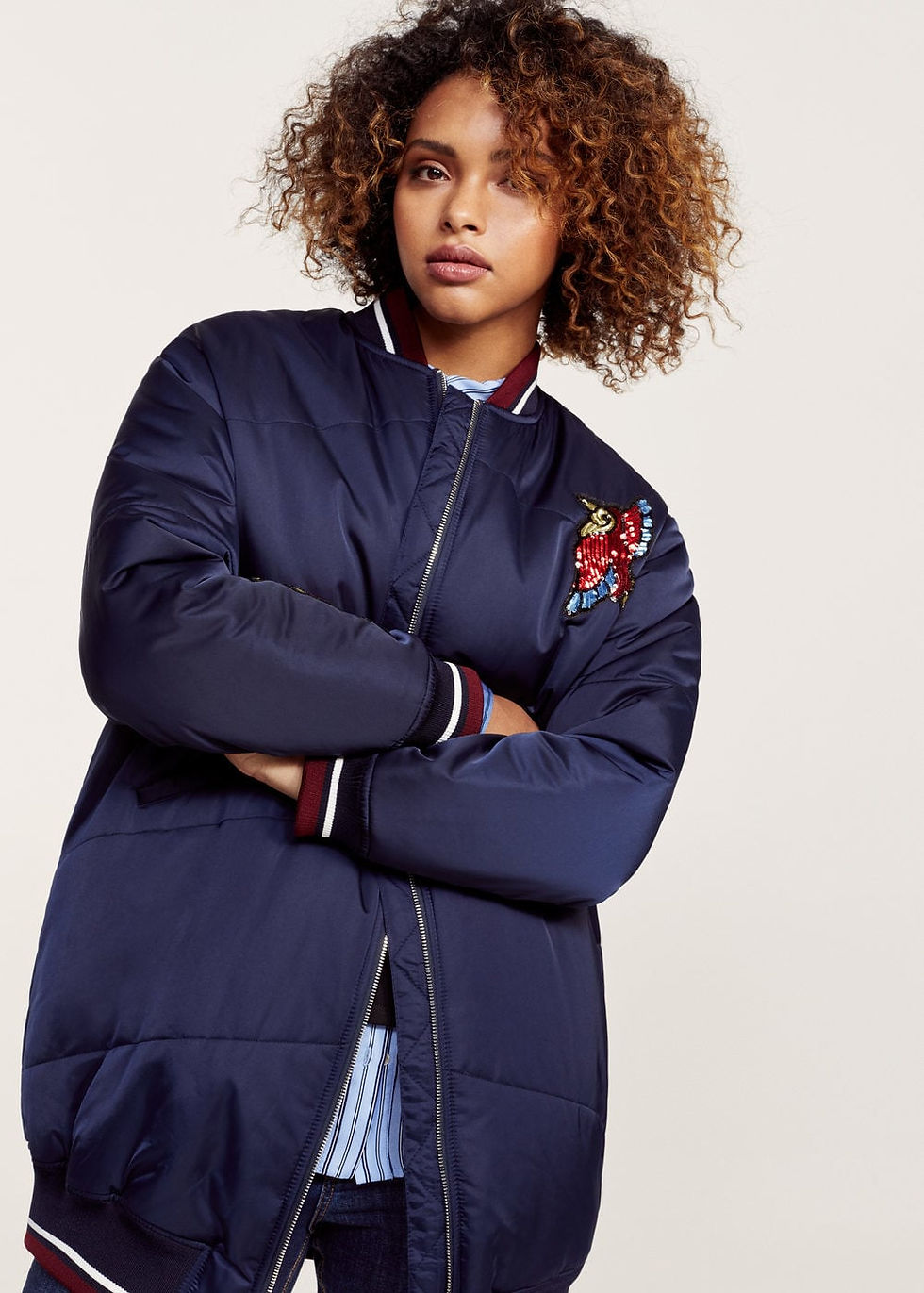 Mango Appliqués oversized bomber $129.99