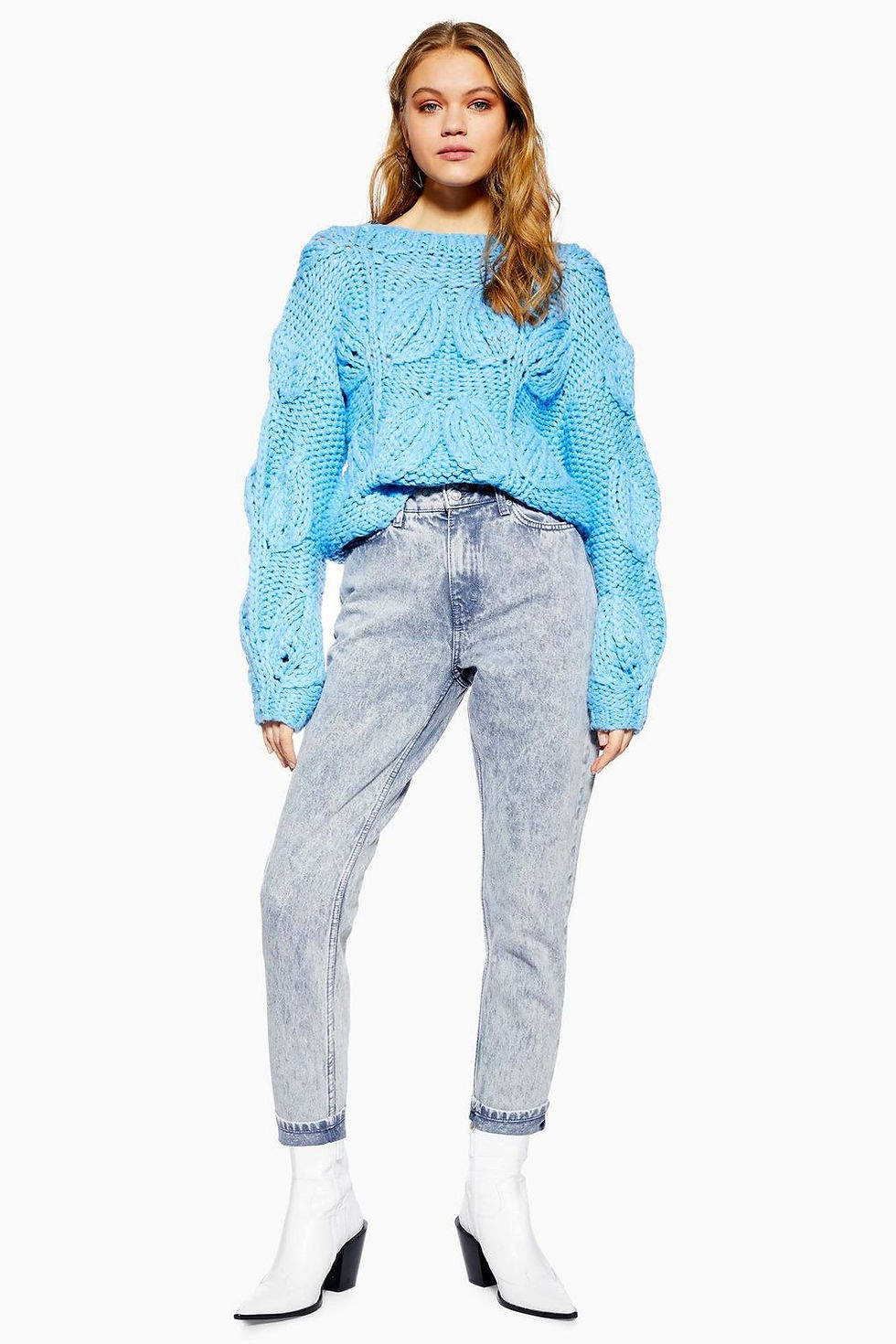 Topshop Petite Grey Acid Wash Mom Jeans $75