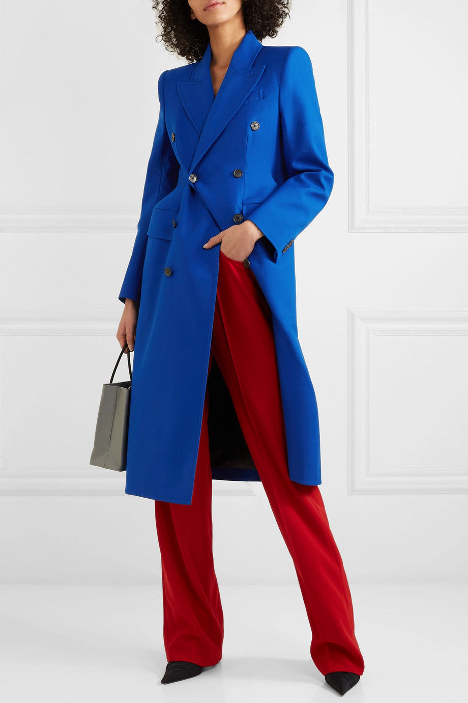Balenciaga Hourglass double-breasted wool-blend coat with internal shoulder pads $3,200
