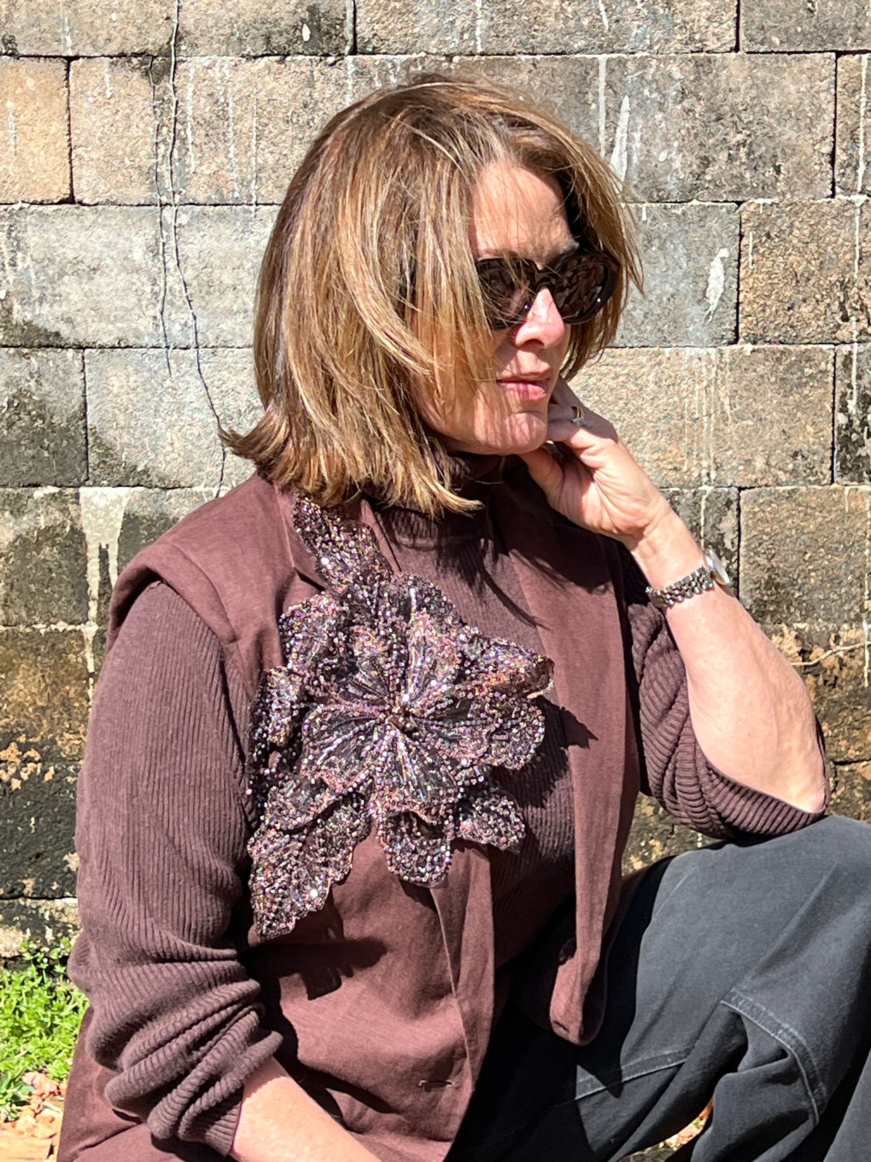 Chocolate Floral and Linen Custom Suit Vest