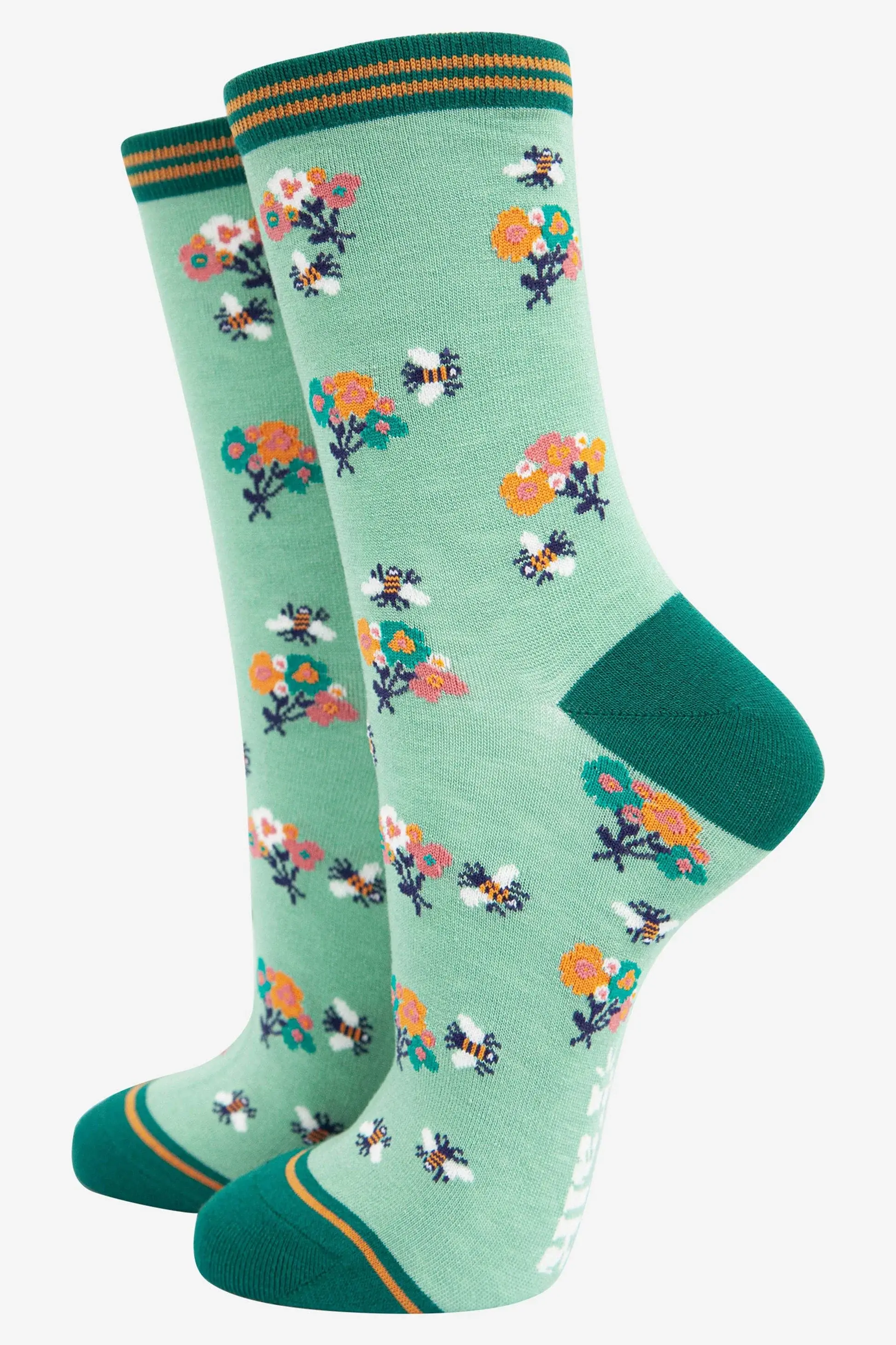 Bamboo Green Floral Socks
