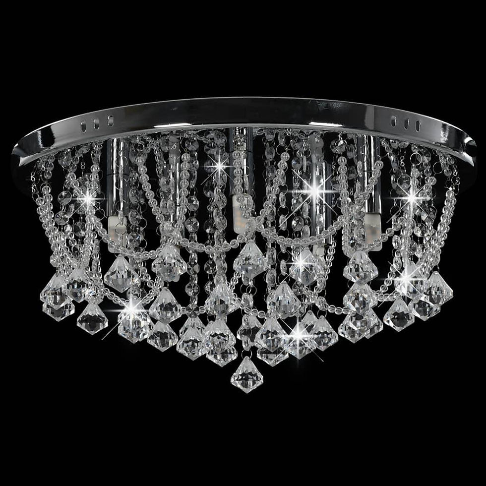 Thumbnail: Close-up of Silver Crystal Ceiling Lamp, chrome finish and crystal droplets reflecting light beautifully.