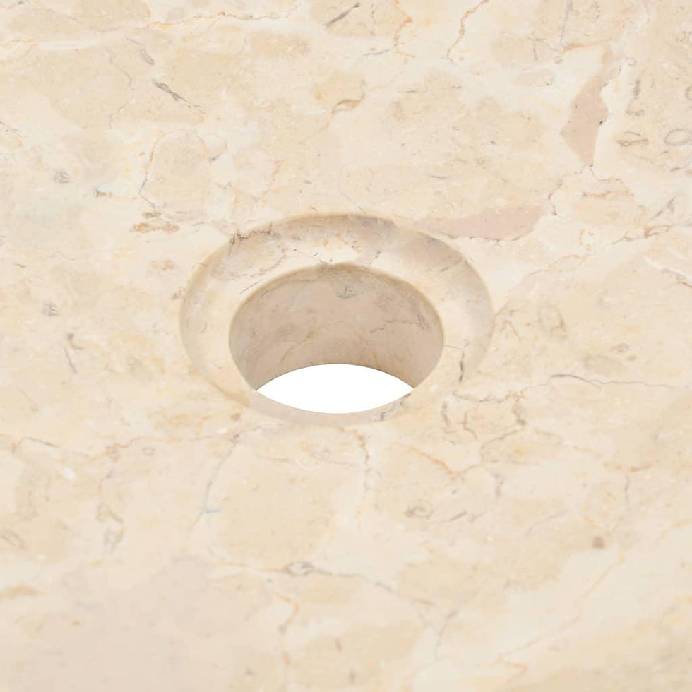 Thumbnail: Close-up of cream marble sink drain area highlighting fine detailing and handcrafted finish.