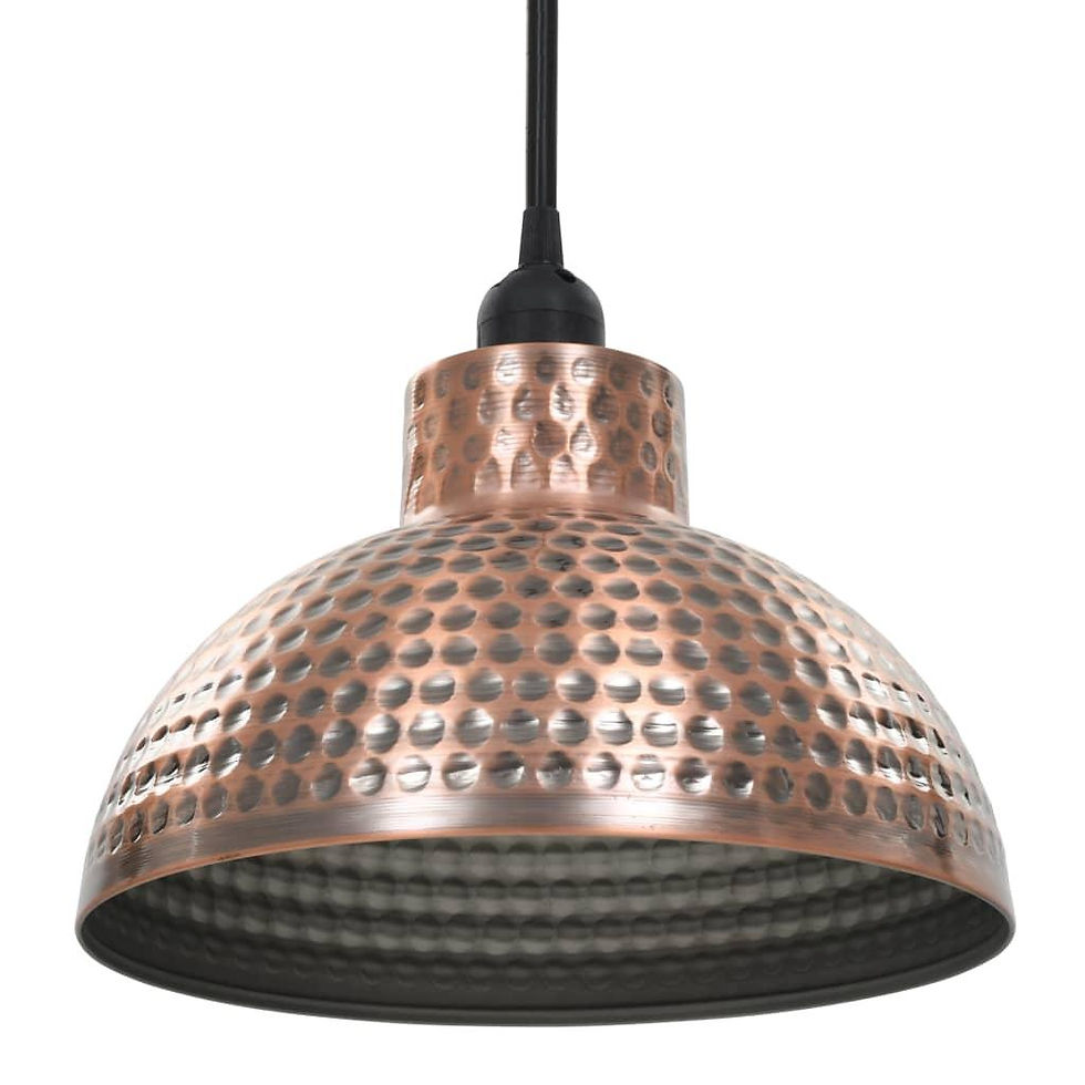 Thumbnail: Detailed view of hammered copper pendant lamp interior – warm light reflection