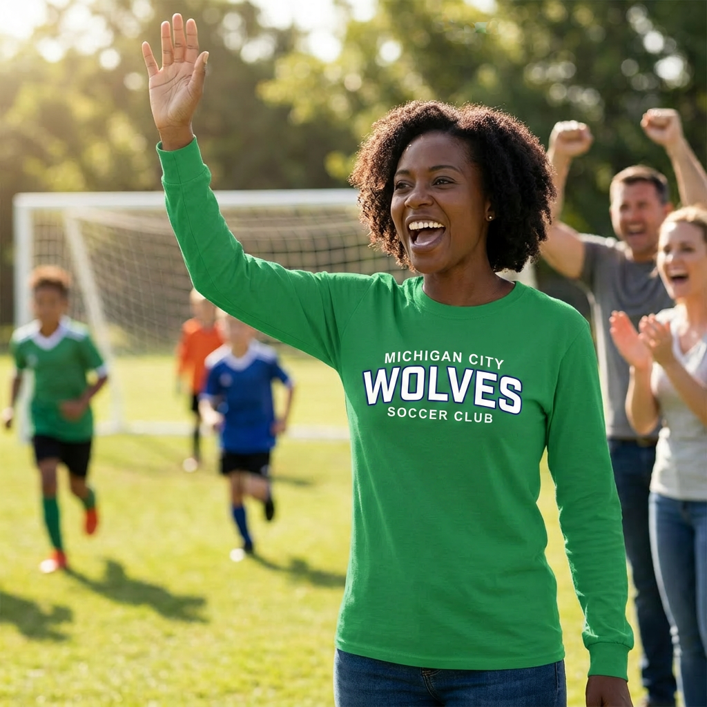 Michigan City Wolves Soccer Club Adult Long Sleeve Shirts Logo1