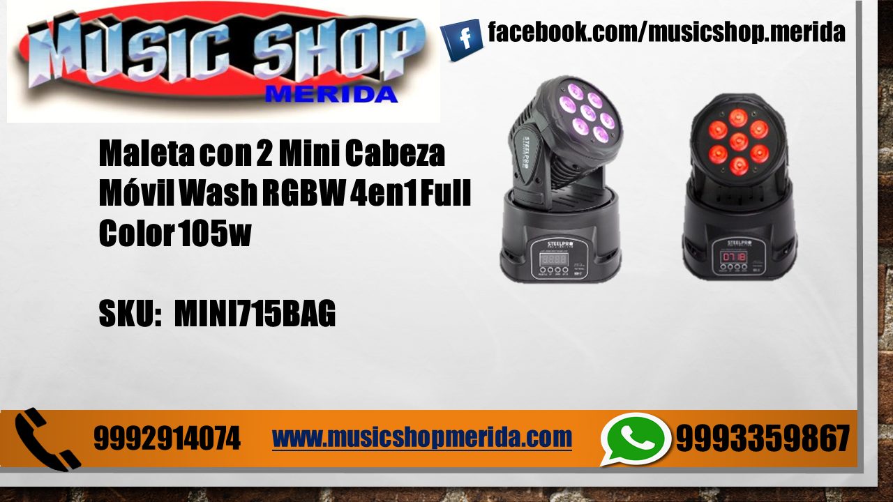 MINI715BAG Maleta con 2 Mini Cabeza Móvil Wash RGBW 4en1 Full Color 105w