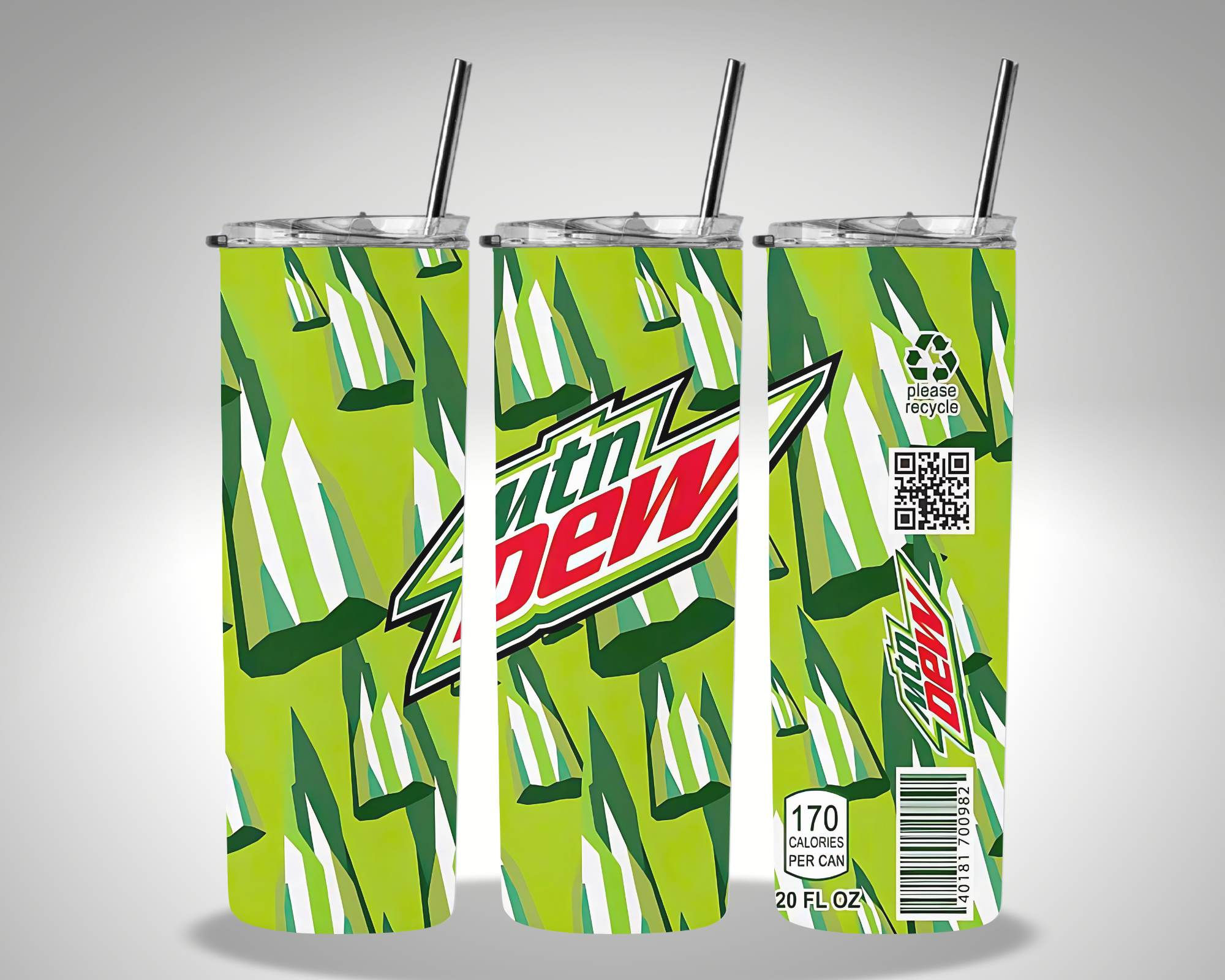 Mountain Dew 20oz Tumbler w/straw and lid 
