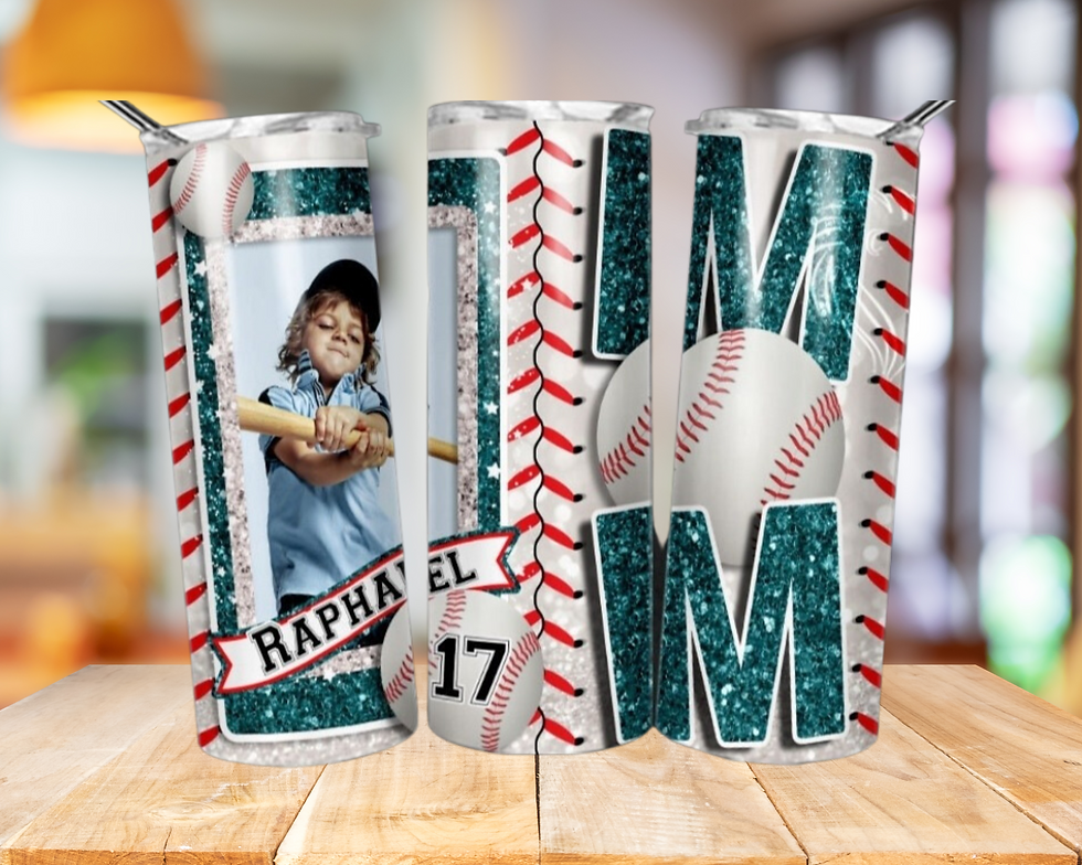 Thumbnail: Baseball Photo Mom 20oz tumbler w/straw and lid 