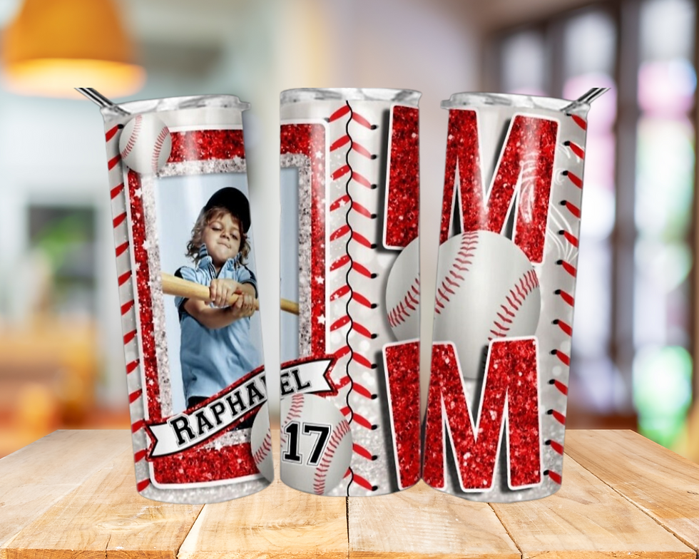 Thumbnail: Baseball Photo Mom 20oz tumbler w/straw and lid 