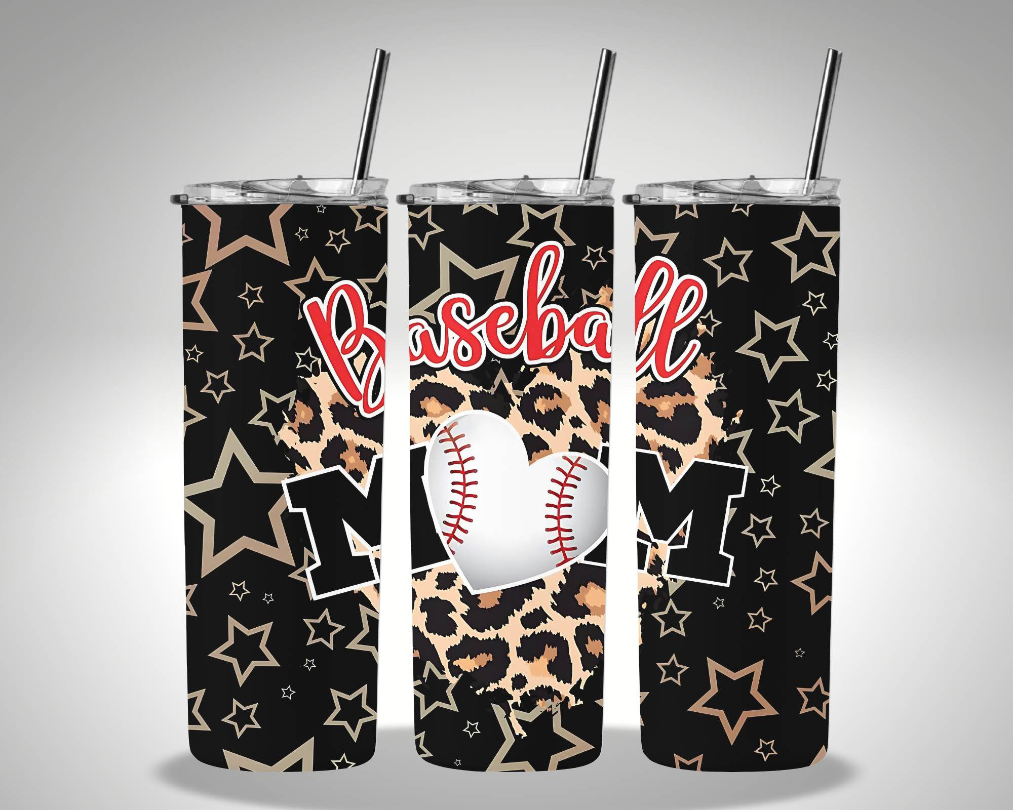 Baseball heart 20oz Tumbler w/straw and lid 