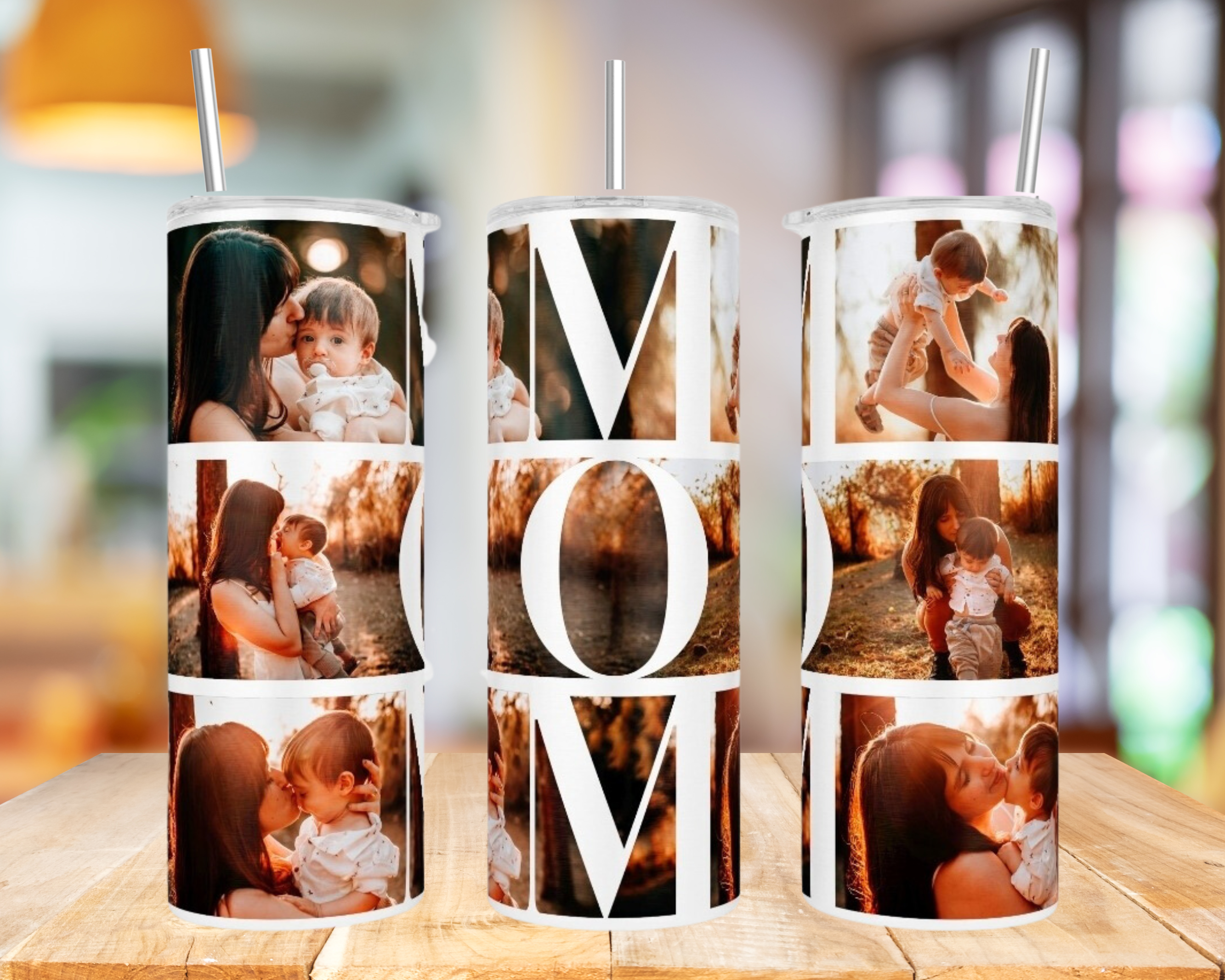 Mom 6 photos- 20oz tumbler w/straw and lid