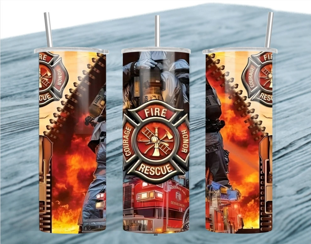 Firefighter 20oz Tumbler w/straw and lid 